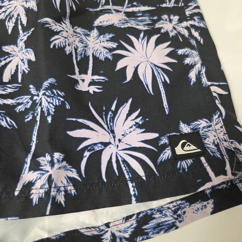 Quiksilver Men's Black and Pink‎ Swim Shorts Size XL